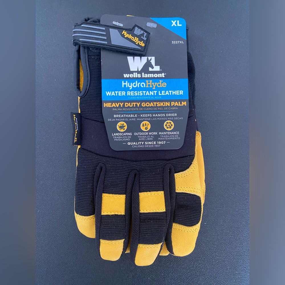 Wells lamont Black and Yellow Leather Gloves XL
